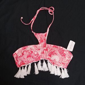 NEW Envya Windsor Halter Neck Bikini Bathing Suit Top Boho Size M Tassel